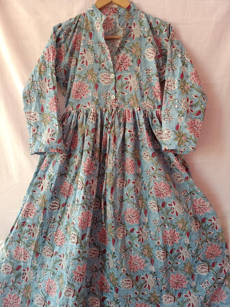 Summer Dress,Pocket Dress,Gift For Her, Indian Cotton Dress,Long Dress,Dress For Women,Block Print Dress,Cotton Dress image 2