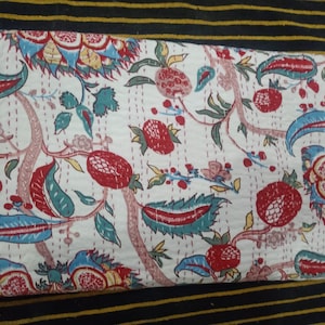 Block Print Quilt indian handmade cotton Kantha quilt bedspread blanket coverlet throw kantha bedcover