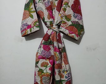 Kantha Kimono,Kimono Dress, Winter Kimono Robe Winter Boho Jacket Winter Kimono Cardigan Maternity Dress Robe For Women