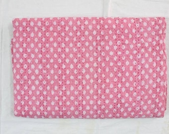 rosa buty indiano blocco a mano kantha trapunta, copriletto kantha, copriletti, kantha dimensioni di lancio e quantità è disponibile di più