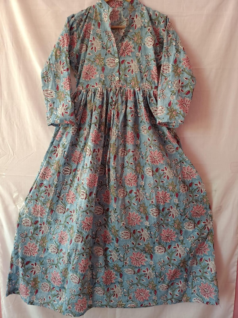 Summer Dress,Pocket Dress,Gift For Her, Indian Cotton Dress,Long Dress,Dress For Women,Block Print Dress,Cotton Dress image 5