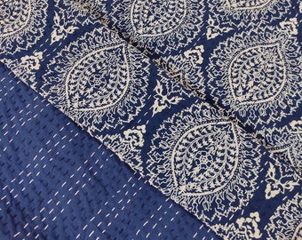Impresión a mano Kantha Indian hecho a mano Kantha colcha colcha manta manta tiro tamaño-multi