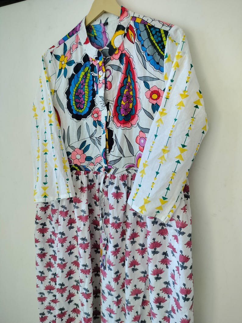 Patchwork Dress Pocket Dress Gifts For Her Indian Cotton Dress Summer Dress Long Dress M size (40 inch bust) image 4