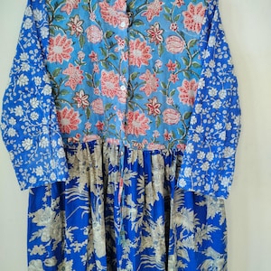 Patchwork Indian Cotton Midi Dress, Block Print Bohemian Summer Dress image 5