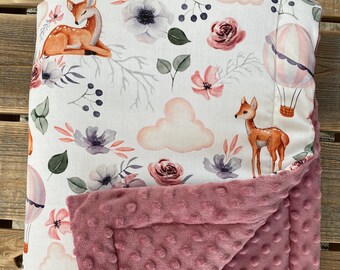 Deer and hot air balloons collection, baby blanket, baby blanket