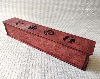 Wooden Chinese Wishing for Many Blessings Incense Stick Burner Box Laser Cut Home Decor