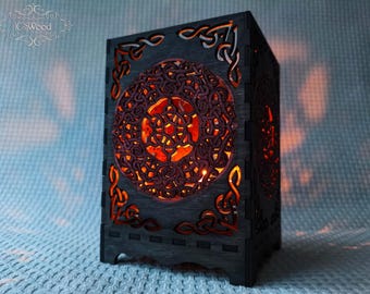Celtic Knot Lantern – Wooden Shadow Caster, Pagan Decor