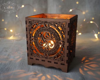 Celtic Knot Wooden Candle Holder | Laser Cut Night Light | Irish Knot Decor Gift