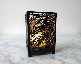 Wooden Chinese Dragon Tea Candle Holder – Mystical Laser Cut Home Decor