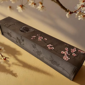 Wooden Sakura Branch Incense Stick Burner Box Laser Cut Home Decor Black