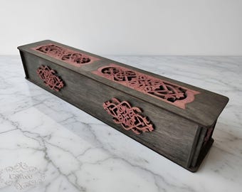 Wooden Celtic Ornament Incense Stick Burner Box Laser Cut Home Decor 1