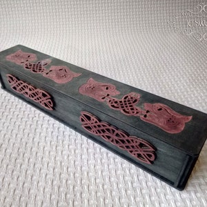 Wooden Celtic Ornament Incense Stick Burner Box Laser Cut Home Decor 2