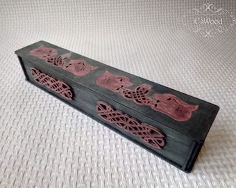 Wooden Celtic Ornament Incense Stick Burner Box Laser Cut Home Decor 2
