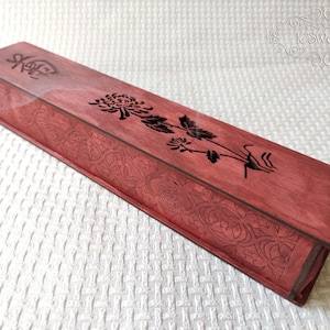 Wooden Chinese Symbol Chrysanthemum incense sticks burner box laser cut home decor