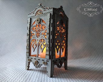 Wooden Gothic Architecture Style Tea Candle Holder Laser Cut Home Decor