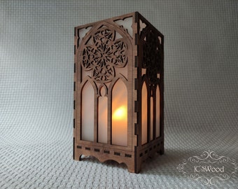 Wooden Gothic Architecture Style Tea Candle Holder Laser Cut Home Decor 1