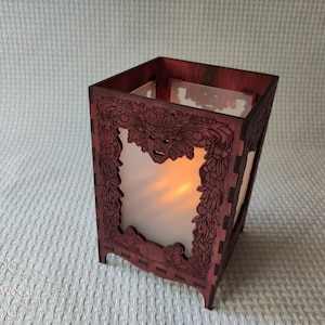 Wooden Art Nouveau Style Tea Candle Holder Laser Cut Home Decor