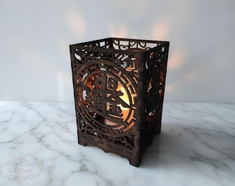 Wooden Chinese Style Tea Light Candle Holder Laser Cut Home Decor