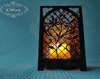Laser Cut Tea Candle Holder with Floral Pattern - Cozy Holiday Lantern