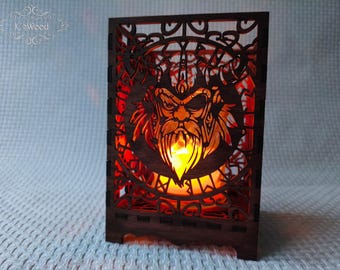 Laser Cut Wooden Viking One-Eyed Warrior Candle Holder