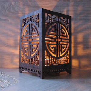 Wooden Chinese Style Tea Light Candle Holder Laser Cut Home Decor