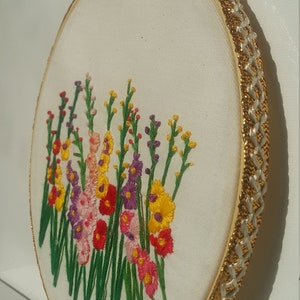 Colorful Floral Handmade Embroidery Wall Art Design Modern Hand Embroidery Wall Art Hand Stitched Gift Wall Decor Colorfull flower