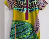 Marimekko rare SADONKORJUU (Harvest) fabric. 100 cotton fabric. Hand made dress 36 S size.