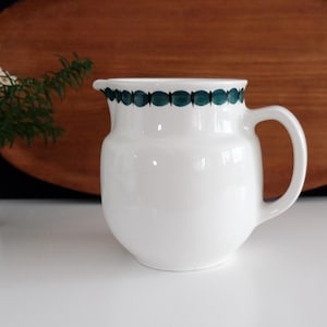 Arabia Minna pitcher, water jug, milk jar, hand painted vintage ceramic pitcher, flower vase vintage tableware, designed by Olga Olso