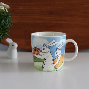 Arabia Teema Nurse bunny mug, coffee mug. Collectible Teema drinking mug 300ML. Designed by Heljä Liukko Sundstöm, Kaj Franck