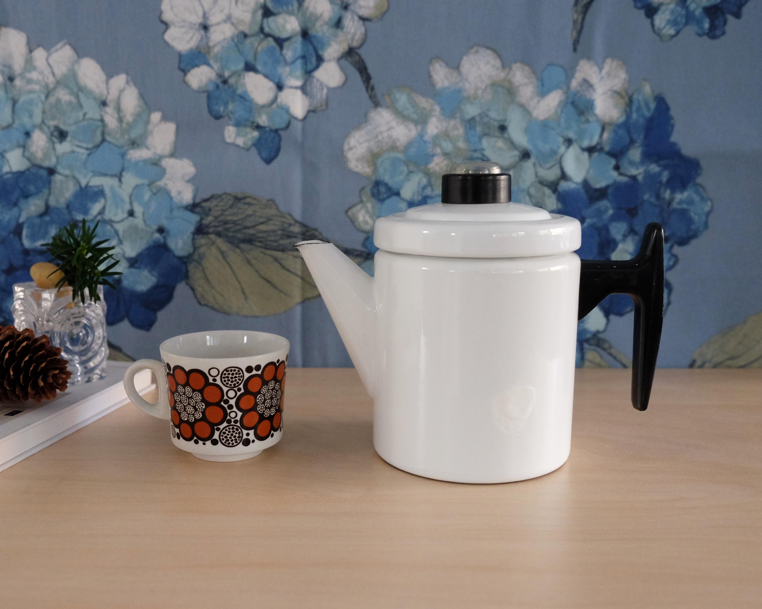 Vintage Finel Enamelware Coffee Pot Pikku Pehtoori Kettle