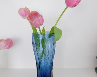 Vaso de vidro vintage azul Iittala Vellamo, peça de decoração para casa, arte em vidro, acessórios para o lar, design nórdico, Valto Kokko