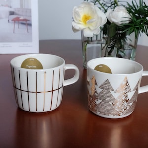 Taza de café Marimekko Oiva 2.0DL nueva, sin usar. Taza de diseño nórdico Marimekko Tiiliskivi y Marimekko Kuusikossa