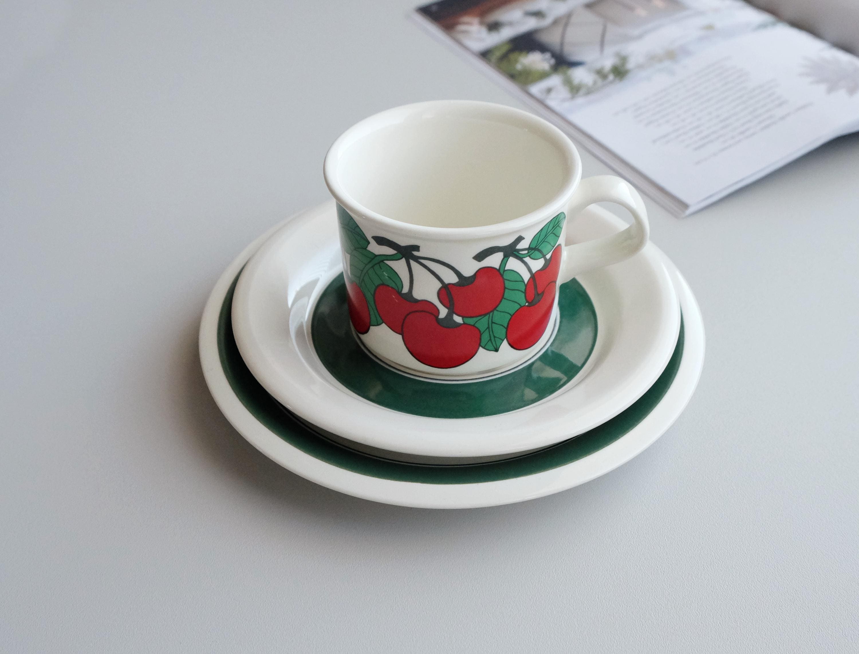 Trio Set Arabia Finland Arabia Kirsikka (cherry) Coffee Cup
