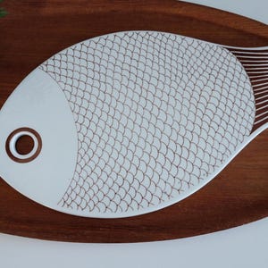 Arabia vintage ceramic serving board fish tray / cutting board, cheese platter Arabia Finland vintage porcelain tray