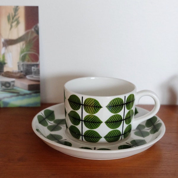 Gustavsberg Berså/ Bersa tea cup and saucer 250ml , vintage porcelain coffee cup, designed by Stig Lindberg