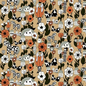 Marimekko cotton fabric Marikylä, sold by half yard , handcraft, sewing fabric, home decor, wall hanging, upholstery 140 x 46 cm