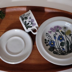 Arabia Koralli tea cup , mocha coffee cup, hand painted Designed by Raija Uosikkinen Made in Finland vintage ceramics