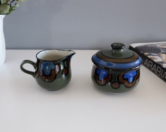 Arabia Atelje Arabia Kalevala sugar bowl and creamer, hand painted vintage ceramics made in Finland vintage tableware milk jug