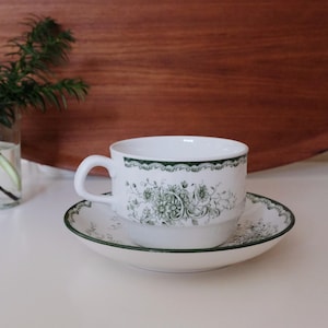 Vintage Rörstrand Grön Anna, Green Anna tea cup and saucer made in Sweden vintage porcelain tableware 300ML