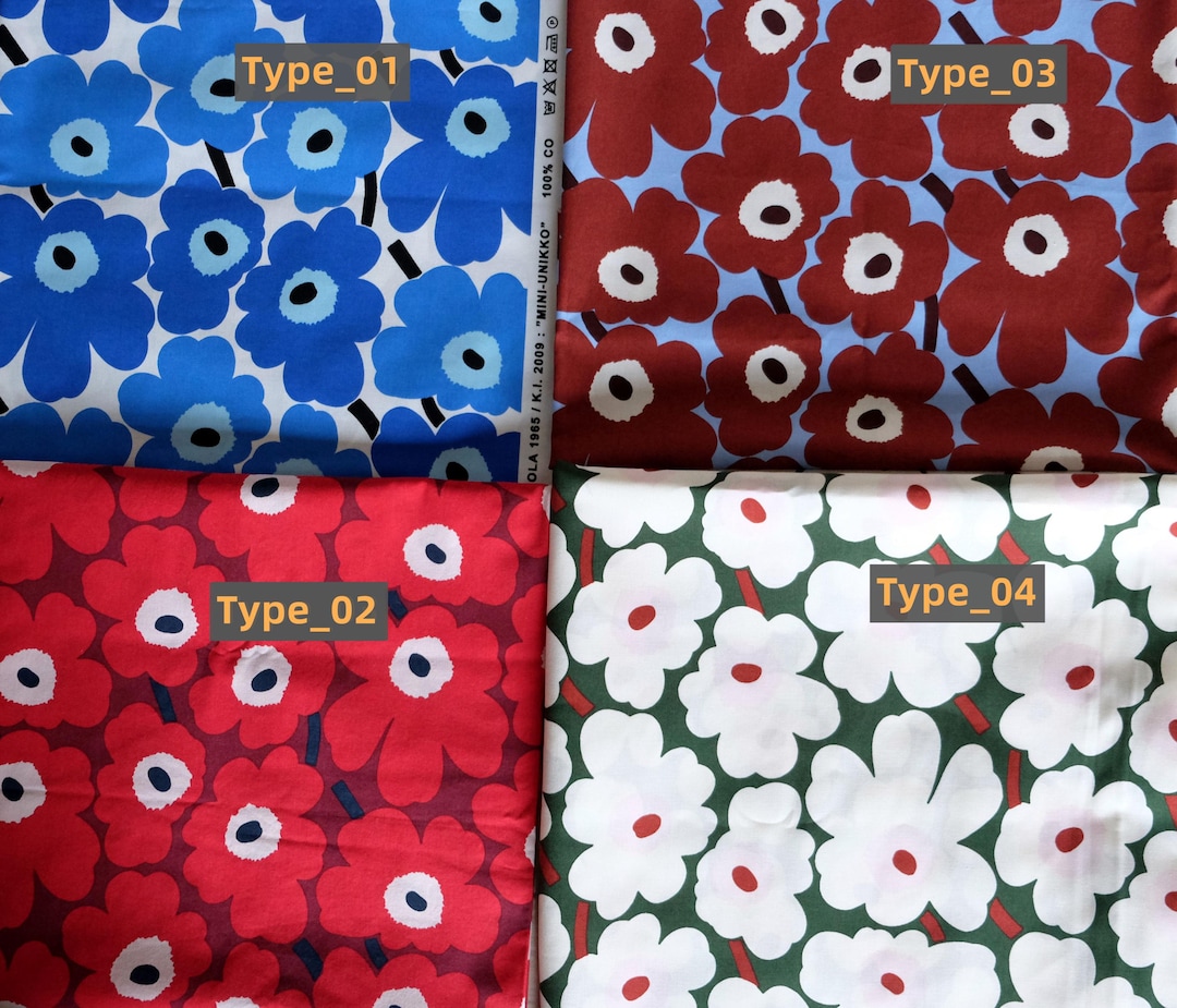 MARIMEKKO生地 Marimekko Mini Unikko Poppy Cotton Fabric, Maija Isola 140x 46 Cm