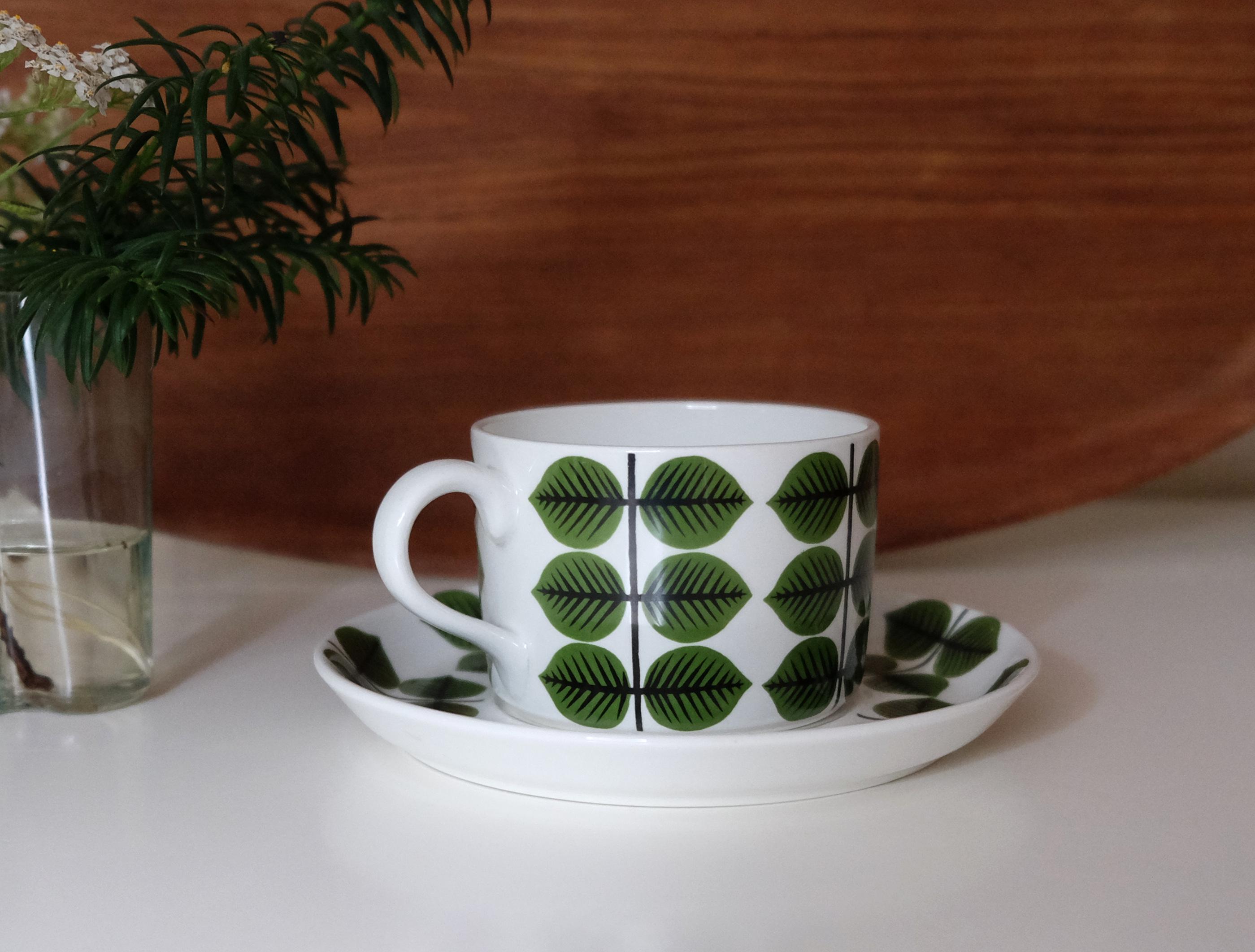 【貴重】Gustavsberg　BERSA　モーニング3点セット Gustavsberg Berså/ Bersa Tea Cup and Saucer 250ML , Vintage