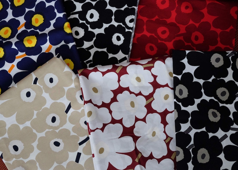 Marimekko mini unikko fabric poppy flower cotton fabric, sold by half yard, made in Finland designed by Maija Isola image 5