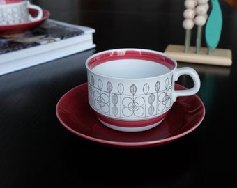 Rörstrand Ester vintage tea cup 300ML, coffee cup and saucer, designed by Leena Mörsky porcelain tableware