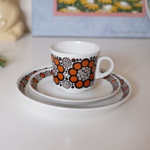 Trio set Arabia Finland coffee cup, saucer and side plate, made in Finland vintage ceramics teacup set 150ML