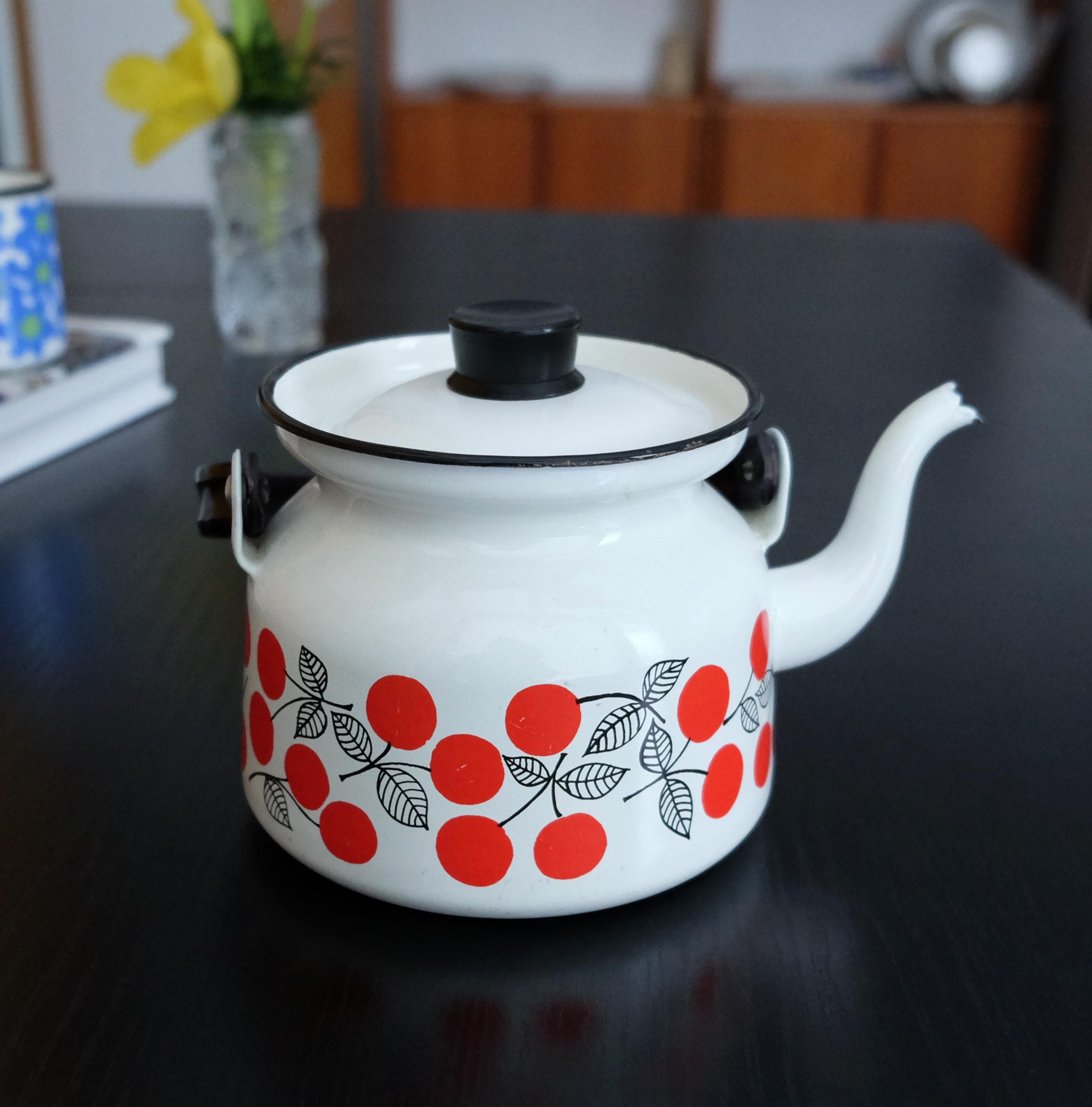 Arabia Finland Finel Kirsikka / Cherry Vintage Enamel Kettle
