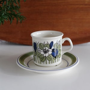 Xícara de café mocha e pires Arabia Krokus, xícara de chá vintage de 120 ml, projetada por Esteri Tomula, Kaj Franck, louça de porcelana vintage
