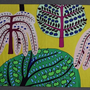 Marimekko SADONKORJUU (Harvest) cotton fabric 1 yard, 145 x 92 cm vintage tablecloth, curtain fabric, upholstery, home decor, wall hanging