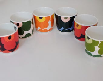 Marimekko unikko poppy flower mug,  Oiva model mug, coffee cup, tea cup without handle 2.0DL