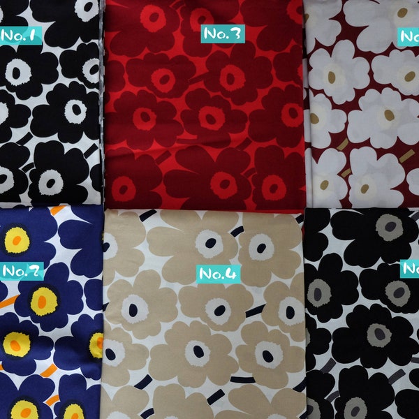 Marimekko mini unikko fabric poppy flower cotton fabric, sold by half yard, made in Finland designed by Maija Isola