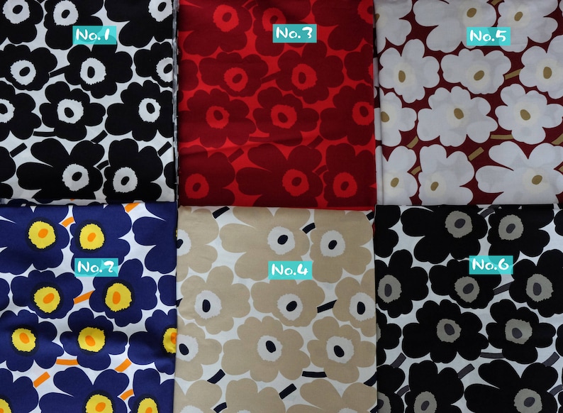 Marimekko mini unikko fabric poppy flower cotton fabric, sold by half yard, made in Finland designed by Maija Isola image 1